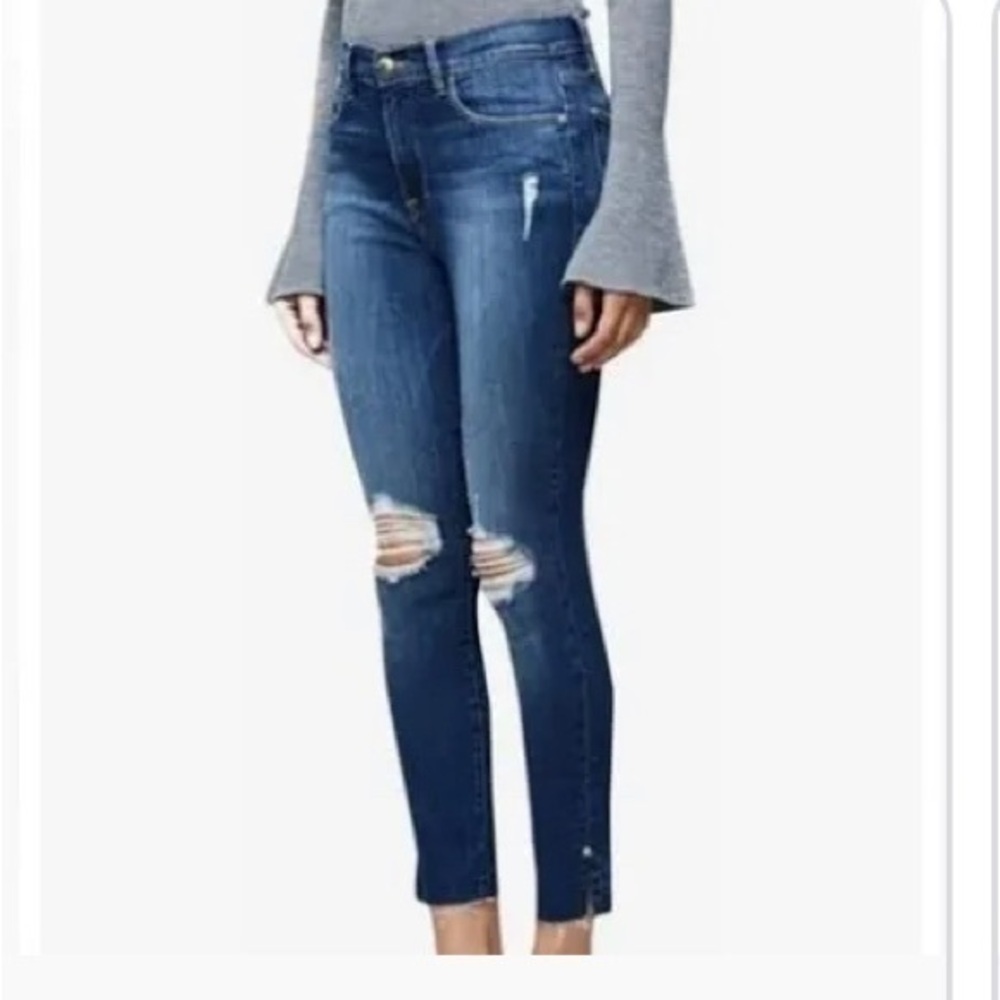 Frame Le High Distressed Skinny Jeans 25